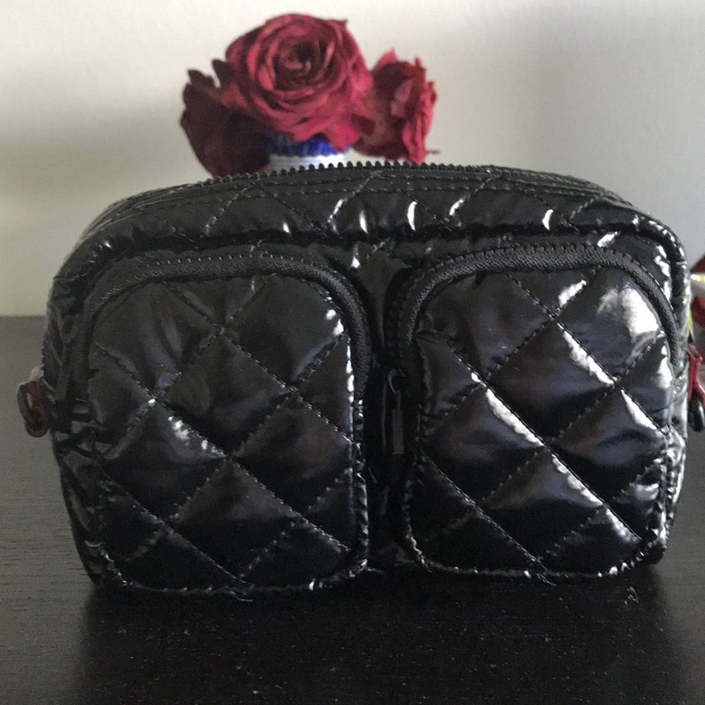 MZ Wallace Savoy Black Lacquer Medium Cosmetic Bag